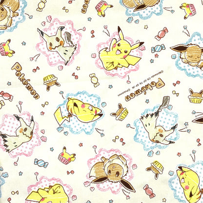 生地 【 KOKKA ポケモン オックスフォード クリーム 】 110cm巾 綿100％ オックス生地 ピカチュウ イーブイ ミミッキュ キャラ生地