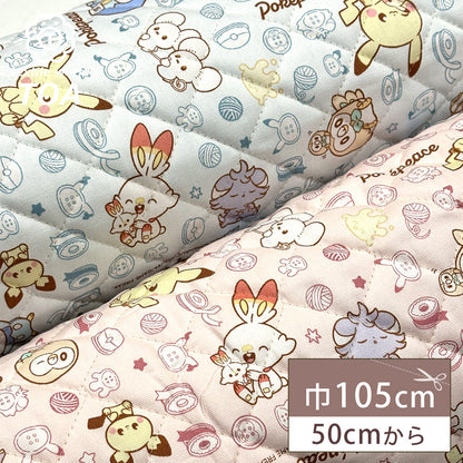 生地 【 ポケピース キルト 薄ピンク 】 ポケモン ポケットモンスター 105cm巾 コットン 綿100％ キルティング生地 キャラクター