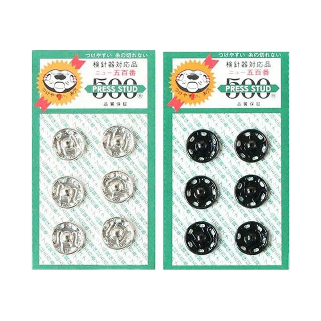 ボタン 【 PRESS STUD500 スナップボタン 12mm 6個入 】 白 スナップボタン ニッケル 真鍮 金属