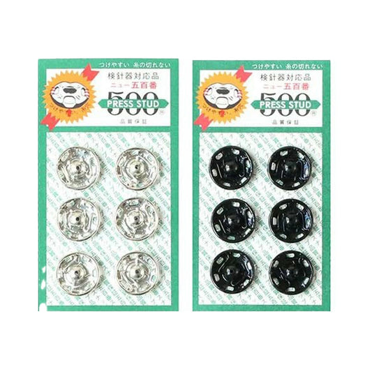 ボタン 【 PRESS STUD500 スナップボタン 14mm 6個入 】 白 スナップボタン ニッケル 真鍮 金属