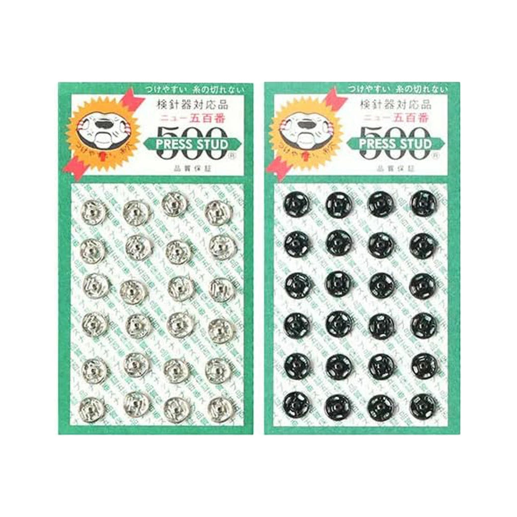 ボタン 【 PRESS STUD500 スナップボタン 6mm 24個入 】 黒 スナップボタン ニッケル 真鍮 金属