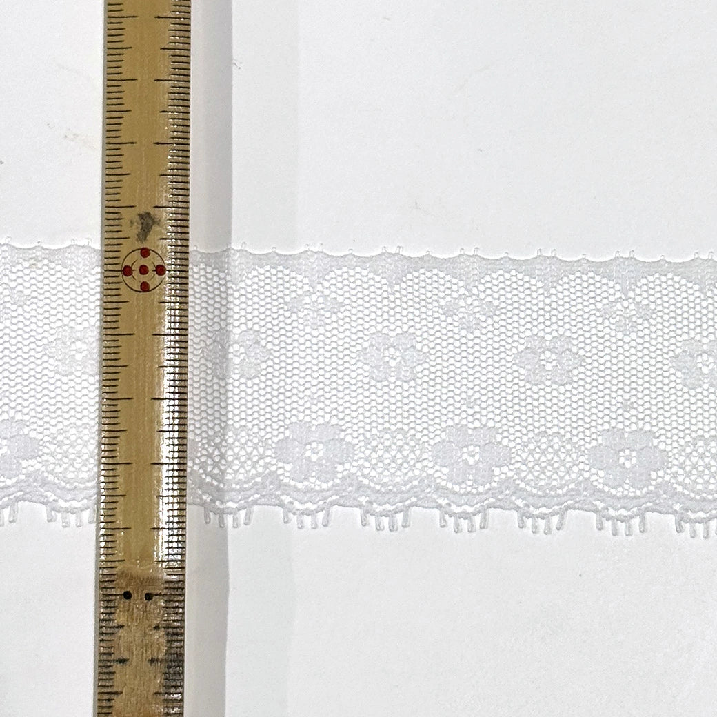 リボン 【 エンブロイダリレース 1788 約44mm 白 】 レースリボン 刺繍リボン 花柄レースリボン 華やかレースリボン