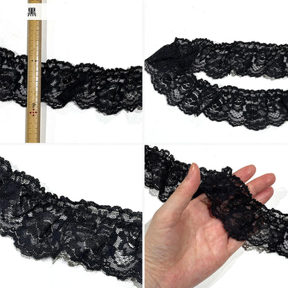 リボン【 エンブロイダリレース フリル 2061 約50mm 2色 】 レースリボン 刺繍リボン フリルレースリボン