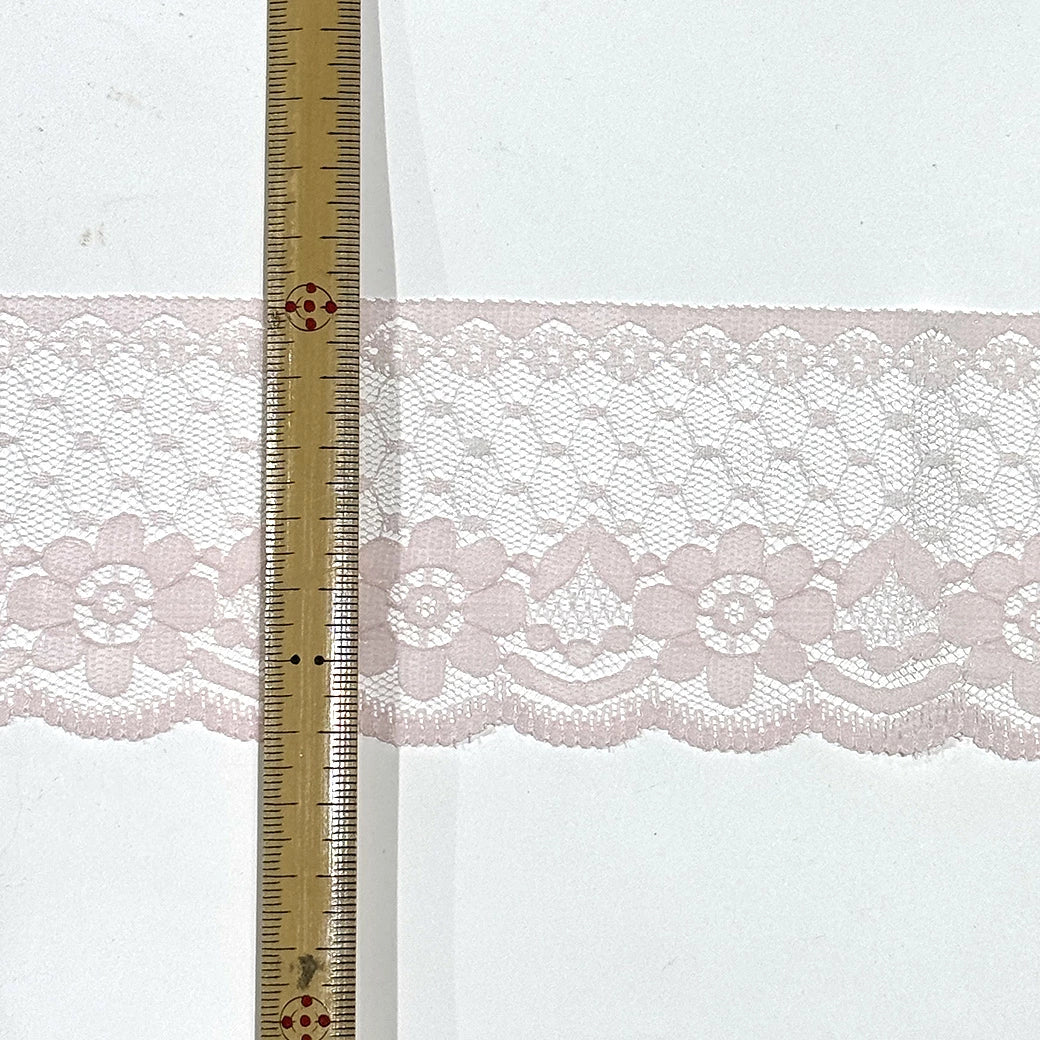 リボン 【 エンブロイダリレース 2500 約60mm ピンク 】 レースリボン 刺繍リボン 花柄レースリボン 華やかレースリボン