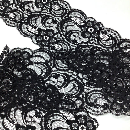 リボン 【 エンブロイダリレース 3610 黒 9.0cm 】 レースリボン 刺繍リボン