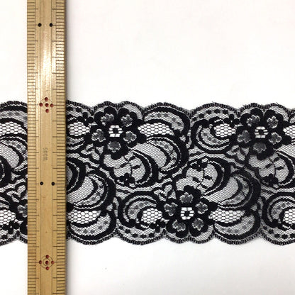 リボン 【 エンブロイダリレース 3610 黒 9.0cm 】 レースリボン 刺繍リボン