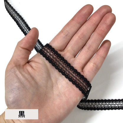 リボン 【 レース7455 黒 】 リボン 15mm レースリボン 刺繍リボン レース刺繍 刺しゅう ヘアリボン ヘアアクセサリー 推し活