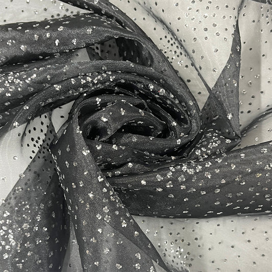 生地 【 ラメボイル ブラック】 きらきら ボイル生地 ラメ生地  巾148cm ポリエステル