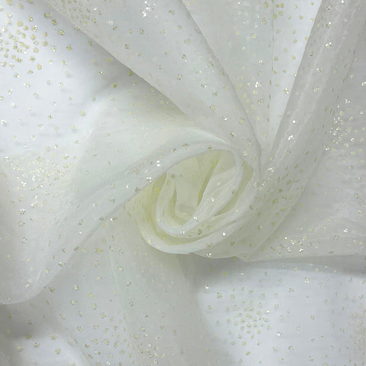 生地 【 ラメボイル アイボリー 】 きらきら ボイル生地 ラメ生地  巾148cm ポリエステル