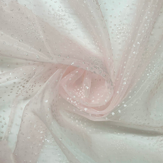 生地 【 ラメボイル ピンク】 きらきら ボイル生地 ラメ生地  巾148cm ポリエステル