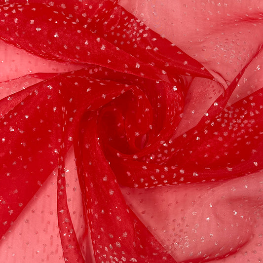 生地 【 ラメボイル レッド】 きらきら ボイル生地 ラメ生地  巾148cm ポリエステル