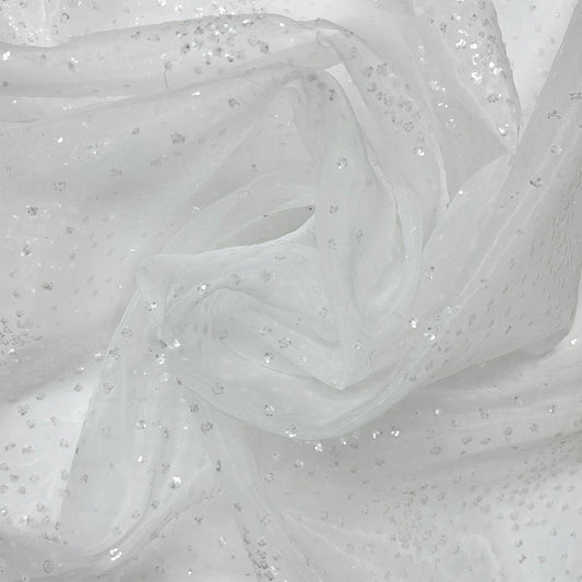 生地 【 ラメボイル ホワイト 】 きらきら ボイル生地 ラメ生地  巾148cm ポリエステル