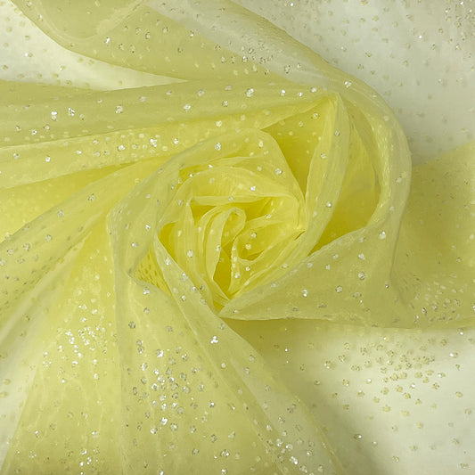 生地 【 ラメボイル イエロー】 きらきら ボイル生地 ラメ生地  巾148cm ポリエステル