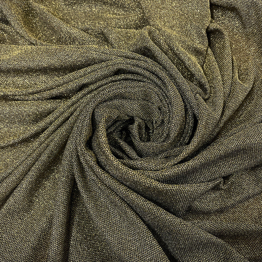 生地 【 ラメニット 黒×ゴールド】 きらきら ニット生地 ラメ生地 ラメ 舞台衣装 ダンス衣装