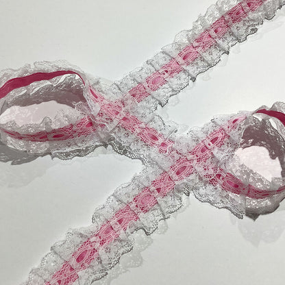 リボン 【 フリルサテンラッセルレースリボン 25mm 15色 】 レースリボン フリルリボン サテンリボン リボン 手芸リボン コスプレ クリスマス 仮装 ハロウィン Dハロ クリスマスリボン パルパルーザ アレンジ お遊戯会 発表会 ヘアアクセ 衣装 手芸用品 Textile world TOA