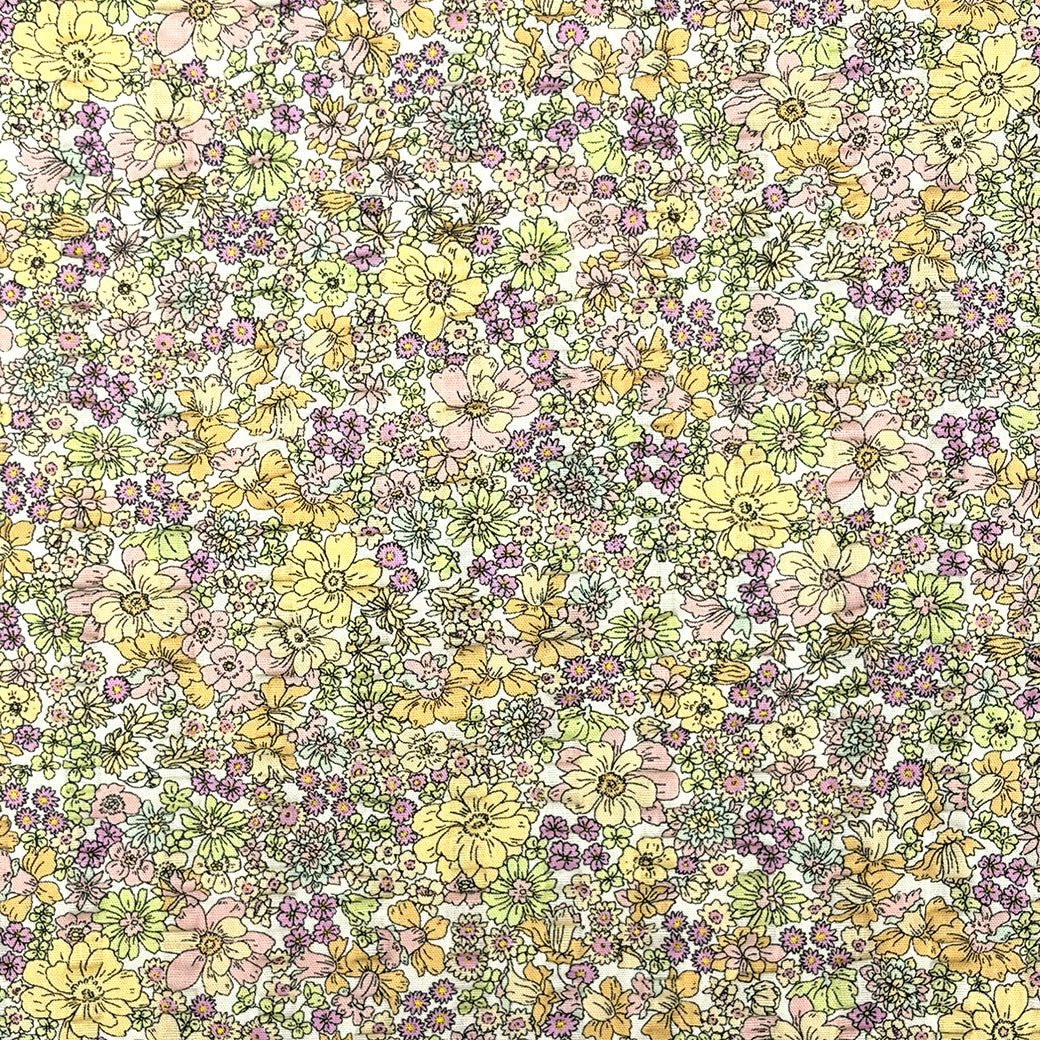 生地 【 リップル 花柄プリント 桜×クリーム 】 110cm巾 綿100％ リップル生地 コットンリップル 凹凸生地 サッカー生地 花柄プリント
