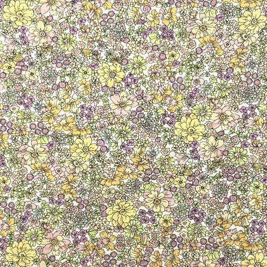 生地 【 リップル 花柄プリント 桜×クリーム 】 110cm巾 綿100％ リップル生地 コットンリップル 凹凸生地 サッカー生地 花柄プリント