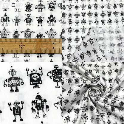 生地 【 ブロード ロボット 3色 】 ブロード生地 110cm巾 綿 コットン100％ リトルロボット プリント シャツ ブラウス ワンピース スカート パンツ インテリア クッションカバー 洋服 バッグ 巾着 ランチョンマット Textile World TOA