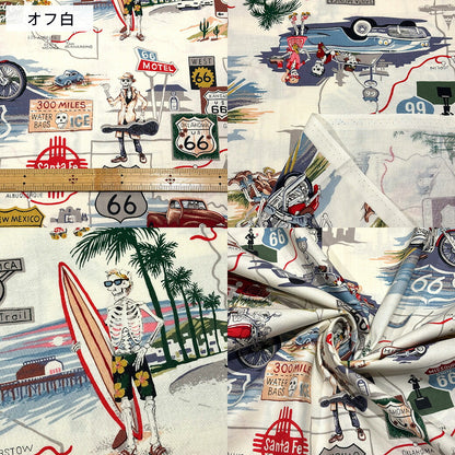 生地 【 Alexander henry Fabrics memories of route 66 2色 】 USAコットン アメリカンファブリック 112cm巾 綿100％ コットン