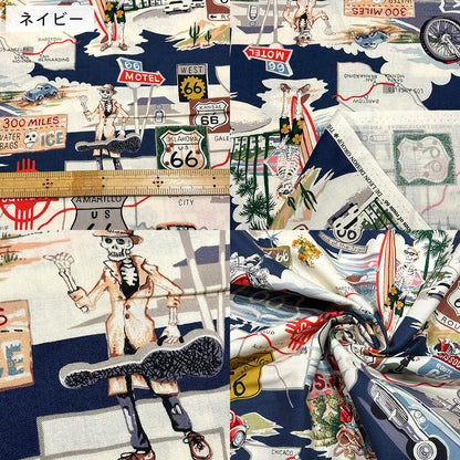 生地 【 Alexander henry Fabrics memories of route 66 2色 】 USAコットン アメリカンファブリック 112cm巾 綿100％ コットン