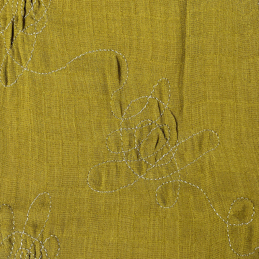 生地 【 二重織 ファージ刺繍 オリーブ 】 110cm巾 二重織生地 刺繍生地 立体刺繍 ポリエステル生地 デザイン生地