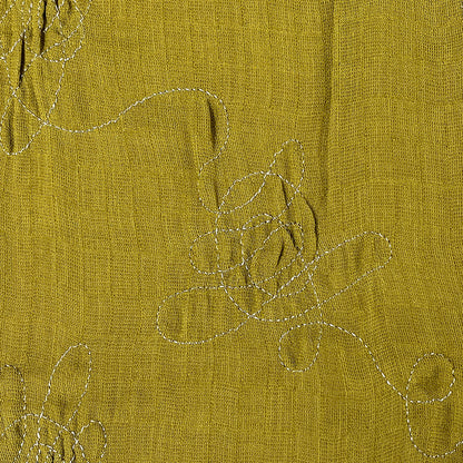 生地 【 二重織 ファージ刺繍 オリーブ 】 110cm巾 二重織生地 刺繍生地 立体刺繍 ポリエステル生地 デザイン生地