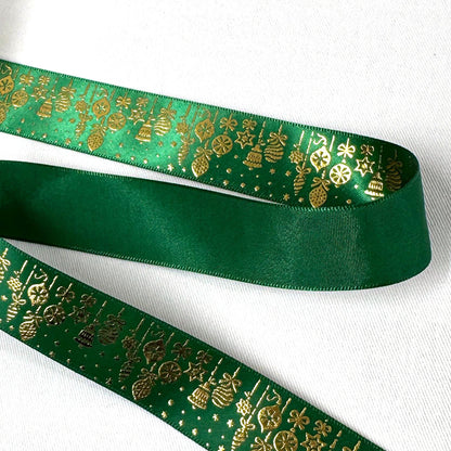 リボン 【 クリスマスサテンリボン 25mm 3色 】 サテンリボン クリスマスリボン ホリデーリボン 手芸リボン