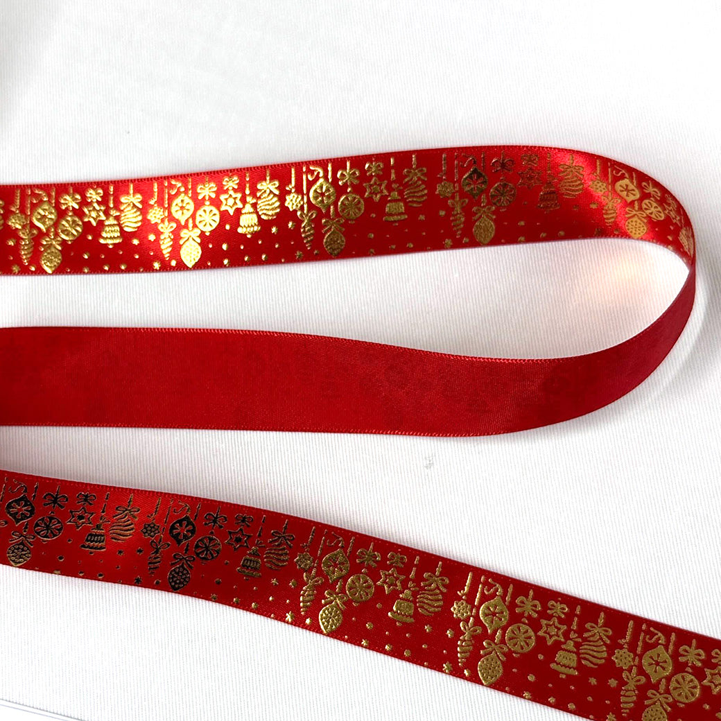 リボン 【 クリスマスサテンリボン 25mm 3色 】 サテンリボン クリスマスリボン ホリデーリボン 手芸リボン