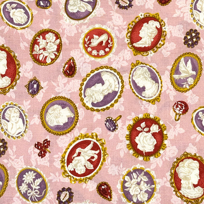 生地 【 QUILT GATE 西欧チャーム ピンク 】 キルトゲイト シーチング生地 108cm巾 貴婦人 マリーアントワネット カメオ ジュエル 西欧風 国産 綿プリント