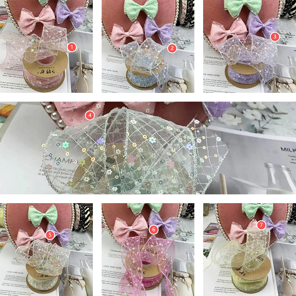 リボン【 スパンコールリボン 50mm 】 スパンコール キラキラ ヘアアクセサリー 髪飾り ヘアアクセ ヘアリボン DIY