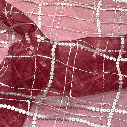 生地 【 刺繍スパンコールモール 2色 】 オーガンジー 生地 スパンコール 刺繍 モール刺繍 シアー ステージ衣装 衣装生地 コスプレ衣装 発表会 ハロウィン クリスマス 卒業制作 インテリア エレガント キラキラ 光沢感 Textile World TOA
