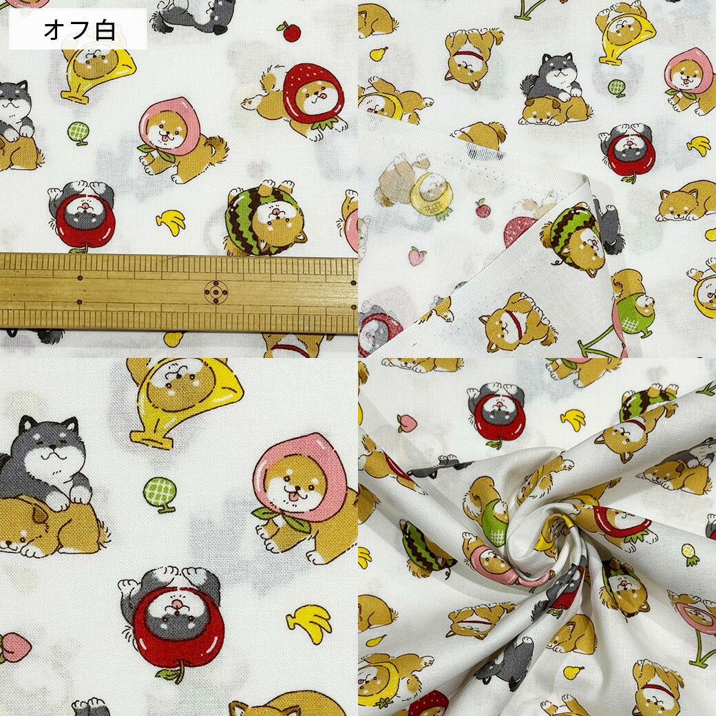 生地 【 犬 アニマルPT オフ白 】 シーチング生地 犬柄 わんちゃん