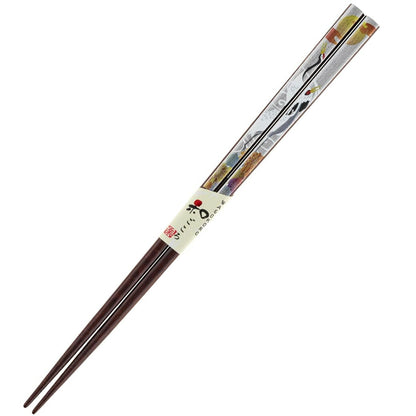 【 食洗機対応 箸 約23cm 6種 】 アオバ 箸 滑り止め加工 天然木 浮世絵 歌麿 写楽 とんぼ玉 日本画 凱風快晴 稲妻雷五郎 恩返し 鶴 にらめっこ だるま 富士山 塗り箸 日本 インバウンド 和風 和ごころ 高級塗り箸