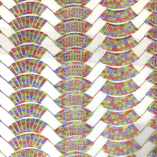 生地 【 刺繍レース エネルギッシュトリコ 】 レース生地 103cm巾 刺繍レース 刺しゅう生地 立体レース 透け感レース 幾何学模様