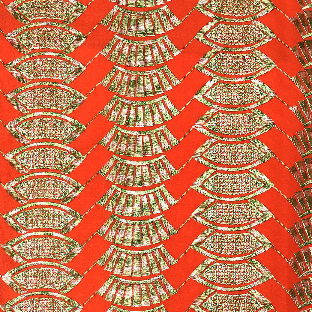 生地 【 刺繍レース パトラオレンジ 】 レース生地 103cm巾 刺繍レース 刺しゅう生地 立体レース 透け感レース 幾何学模様