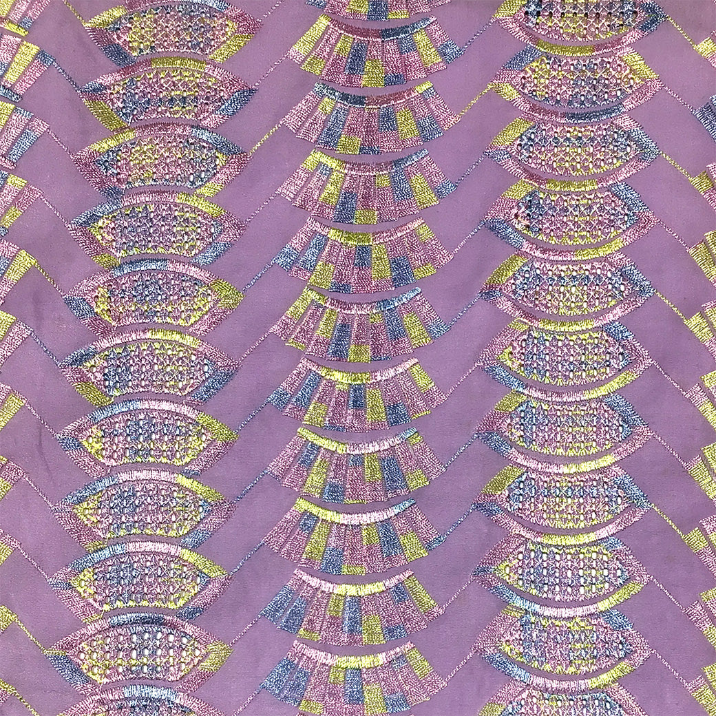 生地 【 刺繍レース パステルピンク 】 レース生地 103cm巾 刺繍レース 刺しゅう生地 立体レース 透け感レース 幾何学模様