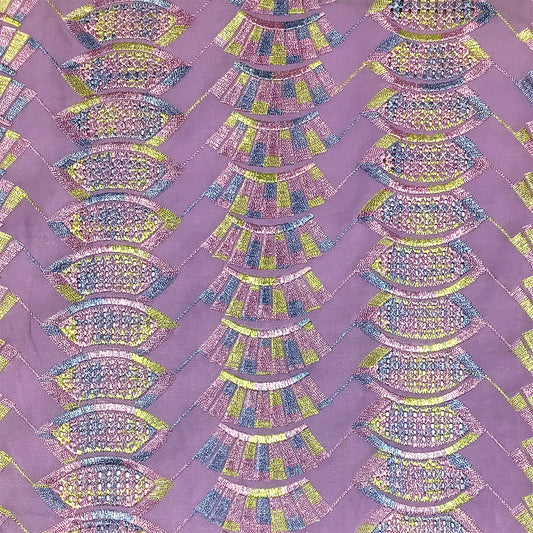 生地 【 刺繍レース パステルピンク 】 レース生地 103cm巾 刺繍レース 刺しゅう生地 立体レース 透け感レース 幾何学模様