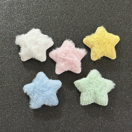 【 デコパーツ ふわふわ 星 5色 】 デコ パーツ 星 スター クッションモチーフ かわいい センターパーツ ふわふわ パーツ 推し活 チャーム デコレーション ブローチ バレッタ キーホルダー 飾り物 装飾 Textile World TOA