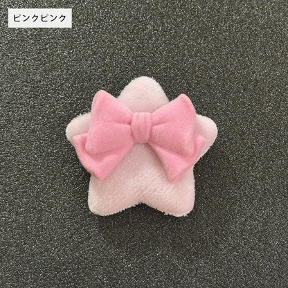 【 デコパーツ ふわふわ 星リボン 2色 】 デコ パーツ 星 スター リボン クッションモチーフ かわいい センターパーツ ふわふわ パーツ 推し活 チャーム デコレーション ブローチ バレッタ キーホルダー 飾り物 装飾 Textile World TOA