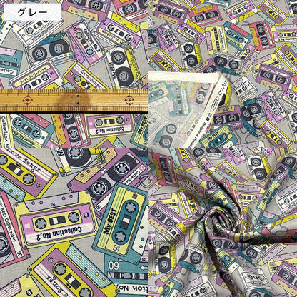 カセットテープ柄の生地