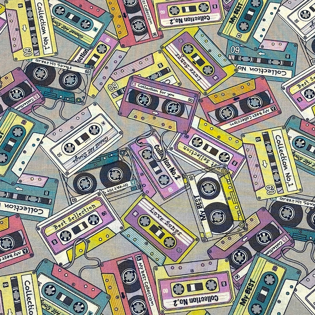 カセットテープ柄の生地