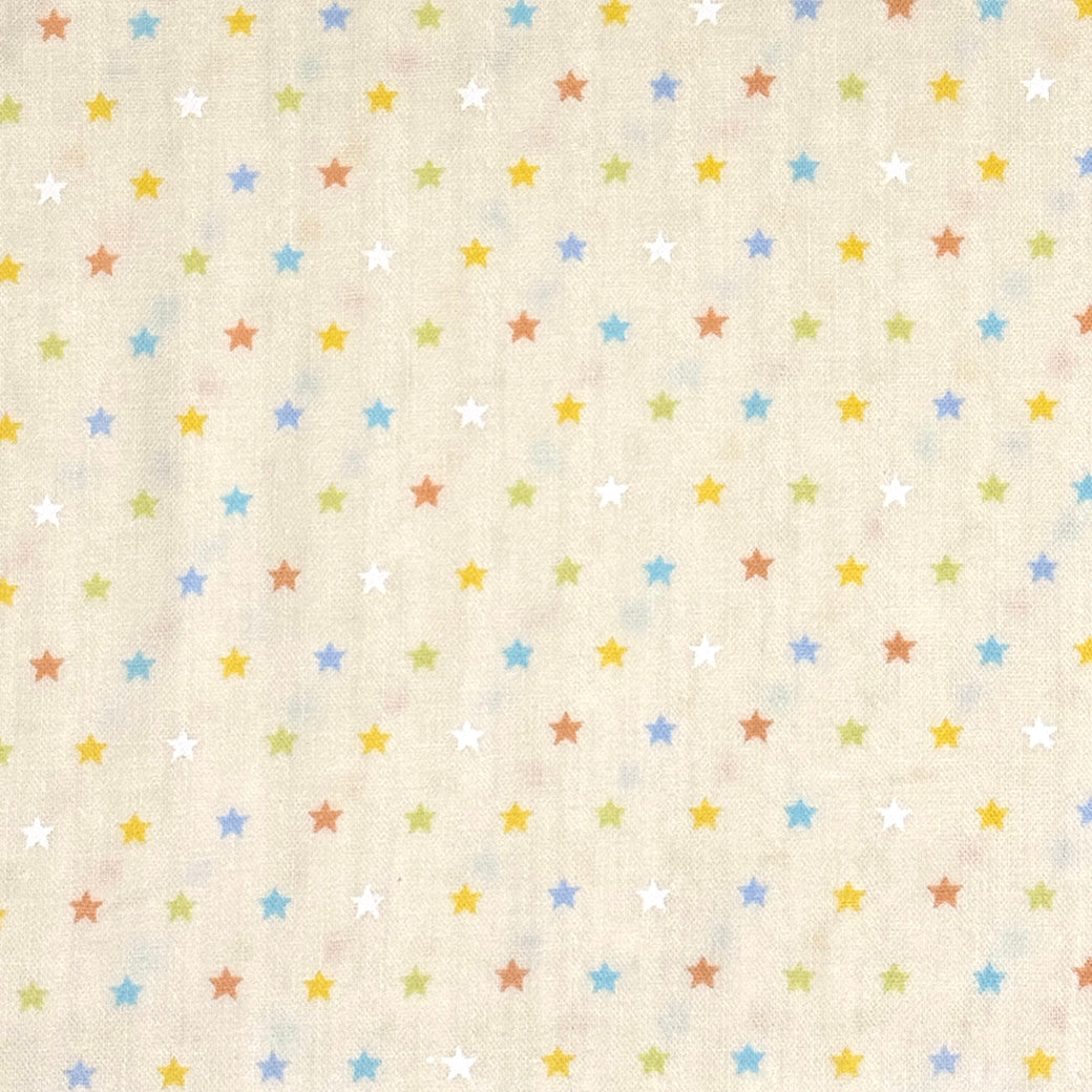 生地【Wガーゼ 星 クリーム×カラフル】ガーゼ生地 ガーゼ ベビー 男の子 女の子 ふんわり やわらか コットン100％ コアラ