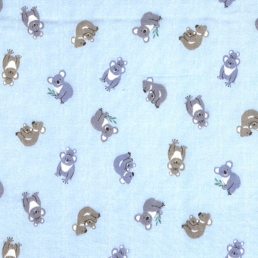 生地【Wガーゼ コアラ　スカイ】ガーゼ生地 ガーゼ ベビー 男の子 女の子 ふんわり やわらか コットン100％