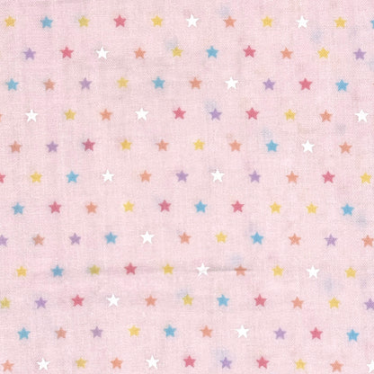 生地【Wガーゼ 星 ピンク×カラフル】ガーゼ生地 ガーゼ ベビー 男の子 女の子 ふんわり やわらか コットン100％ コアラ