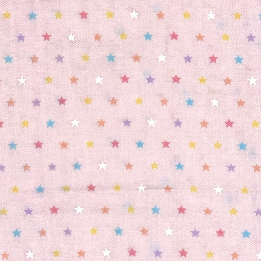 生地【Wガーゼ 星 ピンク×カラフル】ガーゼ生地 ガーゼ ベビー 男の子 女の子 ふんわり やわらか コットン100％